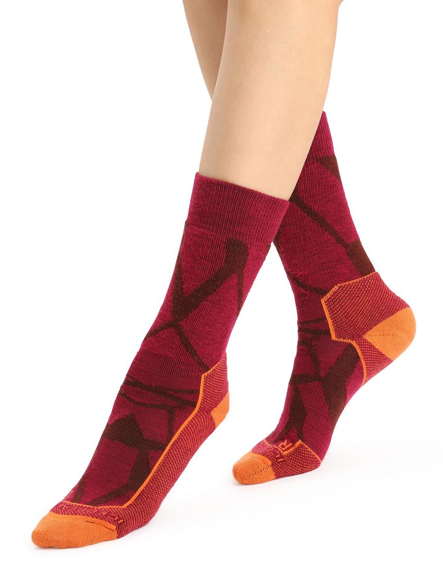 Cherry / Espresso Icebreaker Merino Hike+ Medium Crew Fractured Landscapes Women's Socks | AU 1406FDNM